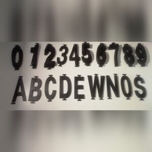Numbers and Letters Decor Plastic Designs. Black